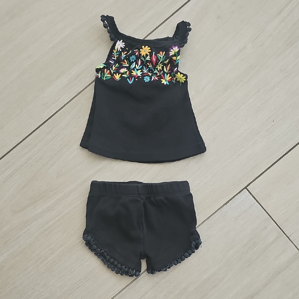 L'ovedbaby Black Floral Kids Matching Set